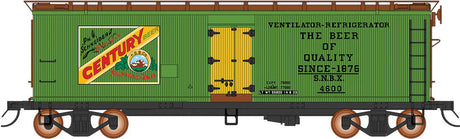 Fruit Growers Express Wood Refrigerator Car - Ready to Run -- Century Beer SNBX (green, Boxcar Red, yellow)