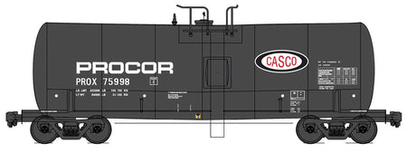Trinity 19,600-Gallon Tank Car - Ready to Run -- Casco Procor PROX (black, white, red, blue)