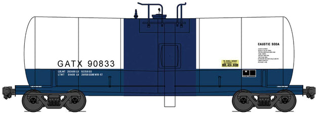 Trinity 19,600-Gallon Tank Car - Ready to Run -- GATX (white, blue)