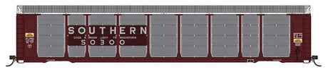 Tri-Level Enclosed Auto Rack - Ready to Run -- Southern Railway #50483 (Boxcar Red, silver, green, Green Light Slogan)