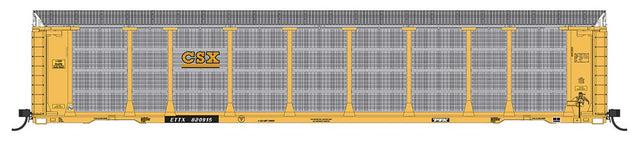 Tri-Level Enclosed Auto Rack - Ready to Run -- CSX ETTX #820654 (yellow, black, silver, yellow CSX)