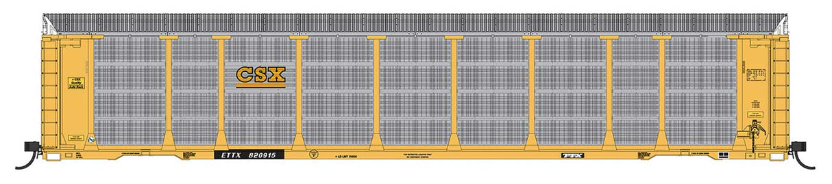 Tri-Level Enclosed Auto Rack - Ready to Run -- CSX ETTX #853337 (yellow, black, silver, yellow CSX)