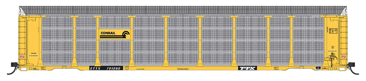 Tri-Level Enclosed Auto Rack - Ready to Run -- Conrail ETTX #701407 (yellow, black, silver)