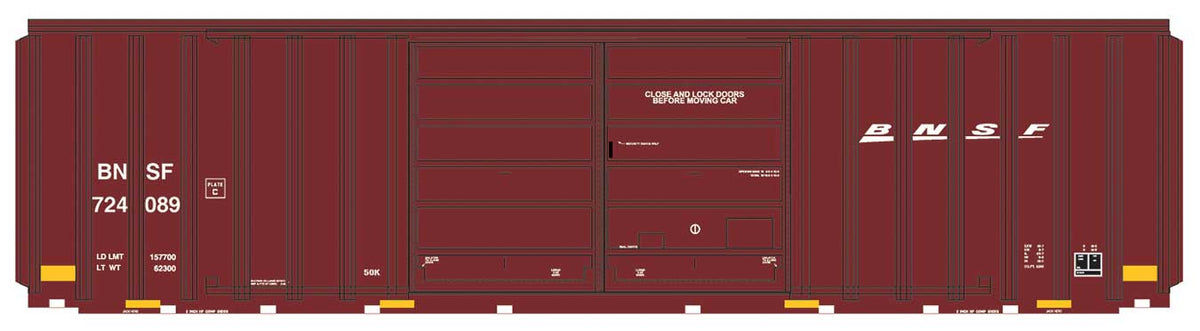 FMC 5283 Cubic Foot Double-Door Boxcar - Ready to Run -- BNSF Railway (Boxcar Red, Small Wedge Logo)