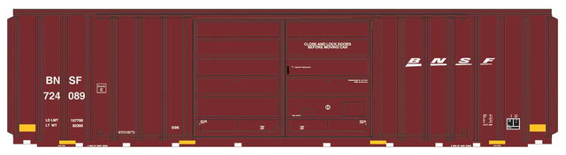 FMC 5283 Cubic Foot Double-Door Boxcar - Ready to Run -- BNSF Railway (Boxcar Red, Small Wedge Logo)