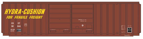 FMC 5283 Cubic Foot Double-Door Boxcar - Ready to Run -- CSX (Patched, Ex-SP, Boxcar Red, yellow Hydra Cushion Markings)
