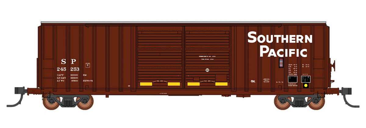 FMC 5283 Cubic Foot Double-Door Boxcar - Ready to Run -- Southern Pacific (boxcar Red, white, Engine Block Service)-2