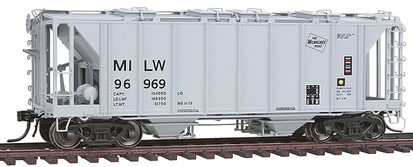 1968 Cubic Foot 2-Bay Covered Hopper w/Closed Sides - Ready to Run -- Milwaukee Road