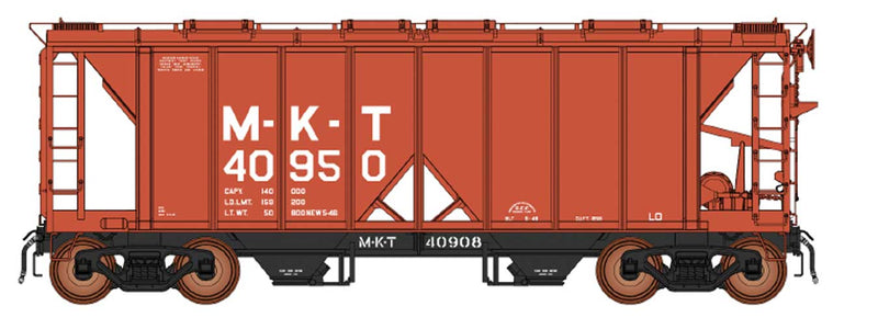 1963 Cubic Foot 2-Bay Covered Hopper, Closed Sides - Ready to Run -- Missouri-Kansas-City (Boxcar Red)