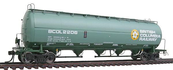 Procor Pressure-Flow Hopper - Ready to Run -- British Columbia Railway (green, yellow, white, Large Dogwood Logo)-1