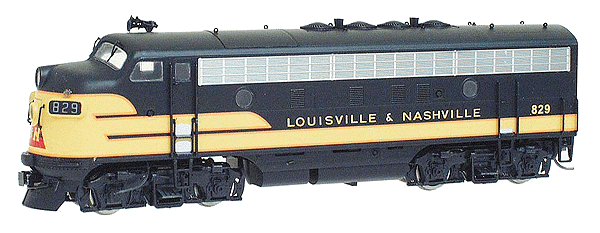 Regal Line Diesel EMD F7A Phase I Powered, Assembled -- Louisville & Nashville (black & cream w/orange pinstripes)