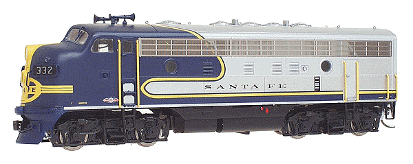 Regal Line Diesel EMD F7A Phase I Powered, Assembled -- Santa Fe "Bluebonnet" (slver, blue, yellow stripes & nose herald)