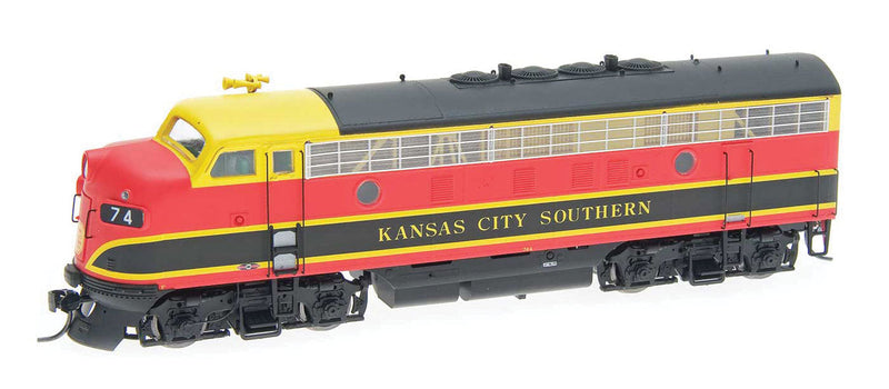EMD F7A w/Sound & DCC -- Kansas City Southern (Freight Scheme, red, black, yellow)
