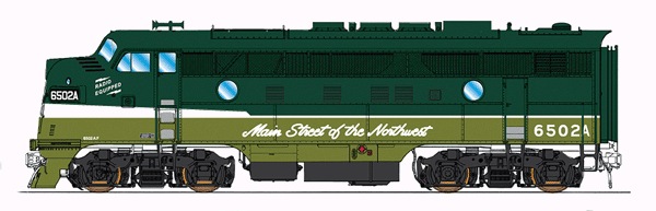 EMD F3A w/DCC -- Northern Pacific (Loewy 2-Tone Green, "Main Street of the Northwest" Sloga