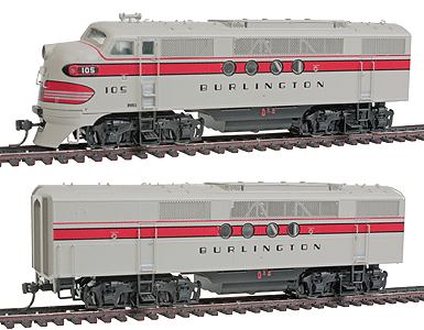 EMD FTA-B Set w/Tsunami(R) Sound & DCC -- Chicago, Burlington & Quincy (gray, red)