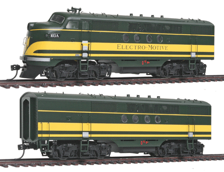 EMD FTA-B Set w/Tsunami(R) Sound & DCC -- EMD (Demonstrator Scheme, green, yellow)