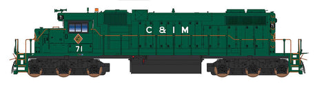 EMD SD38-2 w/Loksound & DCC -- Chicago & Illinois Midland (green, red, white)