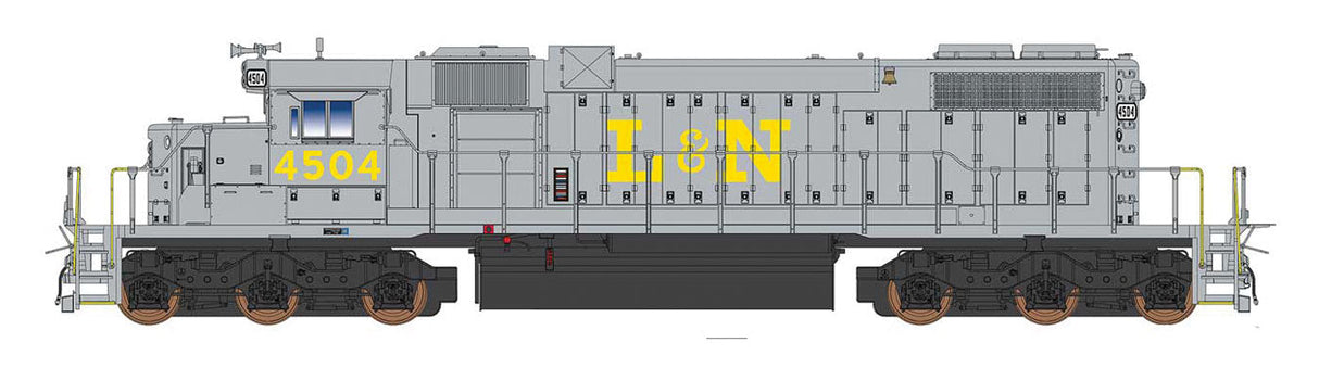EMD SD38-2 w/DCC -- Louisville & Nashville (gray, yellow)