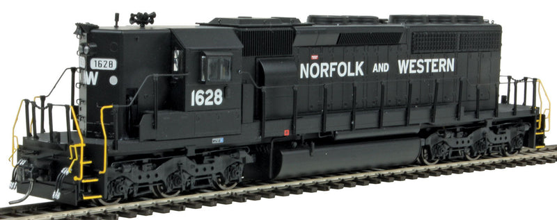 EMD SD40-2 High Hood w/LokSound & DCC -- Norfolk & Western (black, white, Spelled-Out Norfolk & Western)