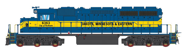 EMD SD40-2 w/LokSound & DCC -- Dakota, Minnesota & Eastern (blue, yellow)
