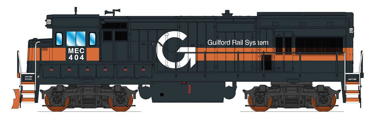 GE U18B - DCC -- Guilford Rail System MEC (gray, orange, white)