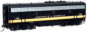 Regal Line Diesel EMD F7B Phase I Powered, Assembled -- Louisville & Nashville (black & cream w/orange pinstripes)