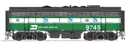 EMD F7B Phase I - Standard DC -- Burlington Northern (Cascade Green, white Hockey Stick Stripe)