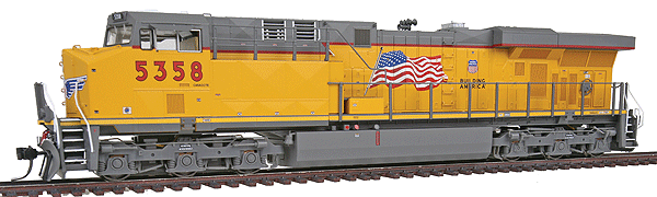 GE ES44AC w/LokSound & DCC -- Union Pacific (Armour Yellow, gray; Flag Logo, Building America Slogan)