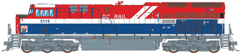 GE ET44AH Tier 4 - LokSound and DCC -- Canadian National 3115 (BC Rail Heritage, red, blue, white)