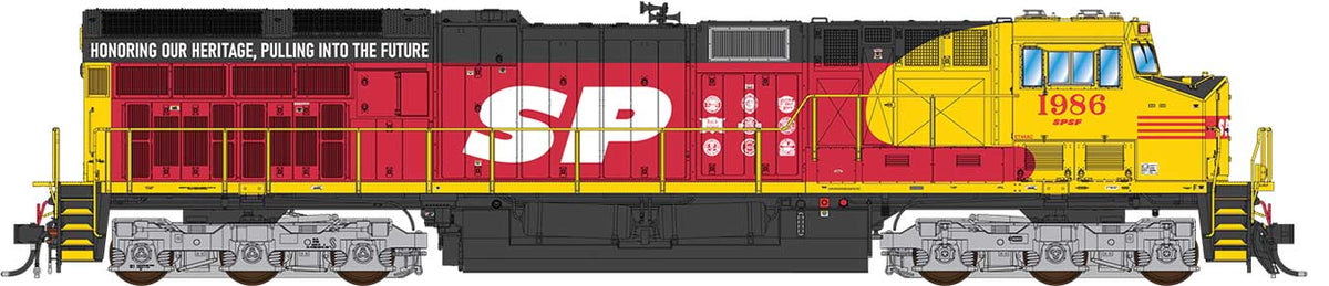 GE ET44AC Tier 4 GEVO - Sound and DCC -- Southern Pacific Santa Fe #1986 (SPSF Fantasy Heritage, red, black, yellow)-2