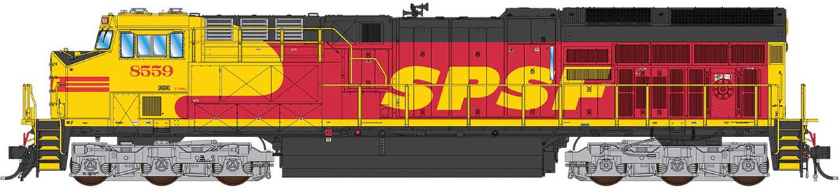 GE ET44AC Tier 4 GEVO - Sound and DCC -- Southern Pacific Santa Fe #8567 (SPSF Fantasy Scheme, red, black, yellow)