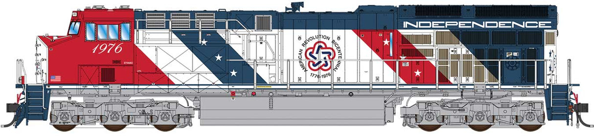 GE ET44AC Tier 4 GEVO - Standard DC -- Semiquincentennial #1976 Independence (Fantasy Scheme, red, white, blue)