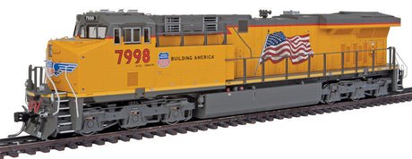 GE C45ACTE GEVO w/LokSound & DCC -- Union Pacific (Armour Yellow, gray, US Flag, Building America Logo)