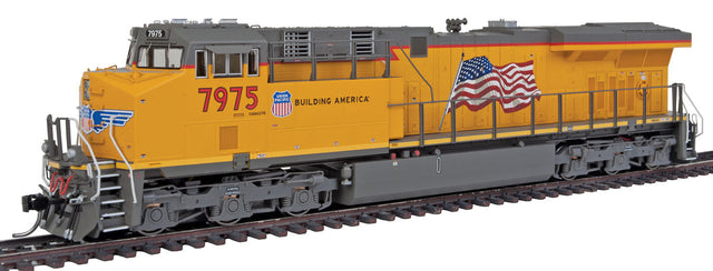 GE ES44AC w/DCC -- Union Pacific (Armour Yellow, gray, US Flag, Building America Logo)