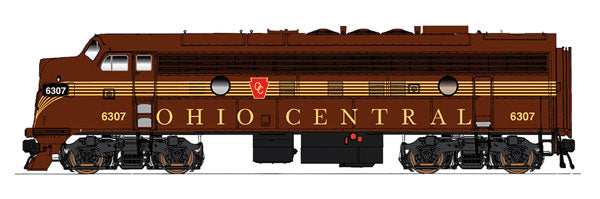 EMD FP9 w/DCC -- Ohio Central (5-Stripe, Tuscan)