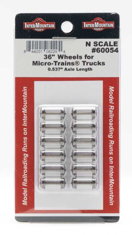 Metal Wheelsets -- 36" Diameter, .537 Axle Length for MTL Trucks - 12 Axles