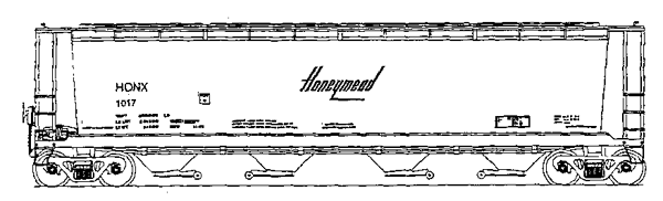 Cylindrical Covered Hopper - Trough Hatch Version -- Honeymead (gray,black lettering)