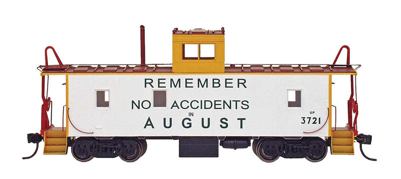 CA-3 & CA-4 Caboose - Ready to Run - Centralia Car Shops -- Union Pacific (white, Armour Yellow, red, No Accidents in August Early Sloga