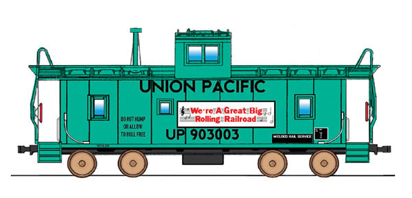 CA-3 & CA-4 Caboose - Ready to Run - Centralia Car Shops -- Union Pacific #903003 (MOW Green, black, Large Lettering, Rolling Railroad S