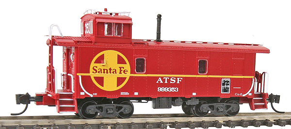 Centralia Car Shops CE-2 Waycar Caboose Assembled -- Santa Fe (Roman Lettering, Black Underframe)