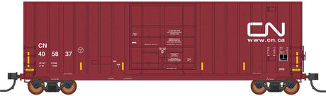 Gunderson 50' Hi-Cube Plug-Door Boxcar Modern Ends - Ready to Run - Value Line -- Canadian National #405805 (Boxcar Red, white, yellow, Website Logo)