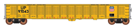 52'6" Corrugated-Side Gondola - Ready to Run - Value Line -- Union Pacific (yellow, red, Cushioned Load Markings)