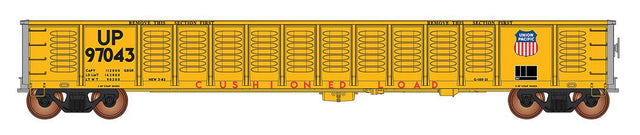 52'6" Corrugated-Side Gondola - Ready to Run - Value Line -- Union Pacific (yellow, red, Cushioned Load Markings)