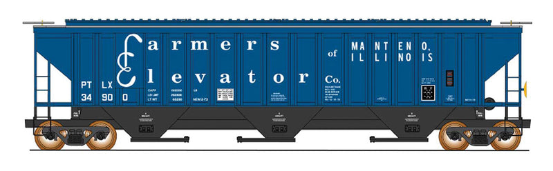PS2CD 4750 Cubic Foot 3-Bay Covered Hopper - Ready to Run -- Farmers Elevator (blue, white)
