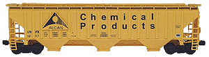 PS2CD 4750 Cubic Foot 3-Bay Covered Hopper - Ready to Run -- Alcan Chemical Products (yellow w/black Lettering)