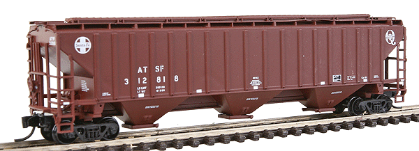 PS2CD 4750 Cubic Foot 3-Bay Covered Hopper - Ready to Run -- Atchison, Topeka & Santa Fe (Boxcar Red, Small Circle/Cross & "Q" Logos)-1
