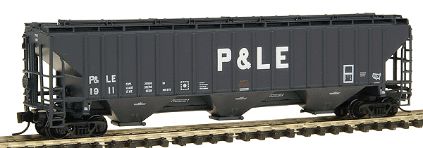 PS2CD 4750 Cubic Foot 3-Bay Covered Hopper - Ready to Run -- Pittsburgh & Lake Erie (dark blue, Billboard P&LE)