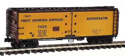 R-40-23 Steel Ice Reefer - Ready to Run -- Fruit Growers Express (yellow w/black lettering, brown ends)