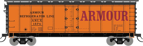 R-40-23 Steel Ice Reefer - Ready to Run -- Armour (1960s, orange, black, red)