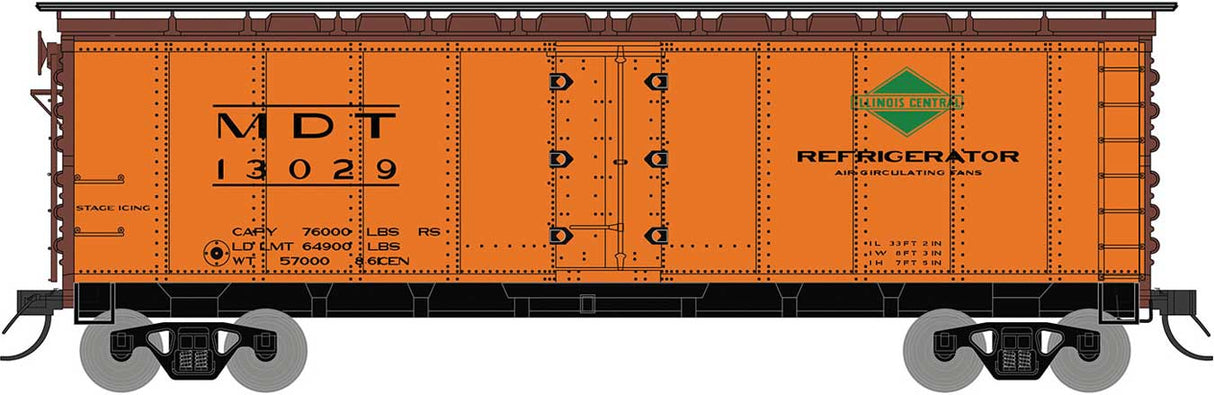 R-40-23 Steel Ice Reefer - Ready to Run -- Illinois Central MDT (1960s, orange, black, Green Diamond Logo)